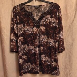 Susan Lawrence Brown Paisley Blouse